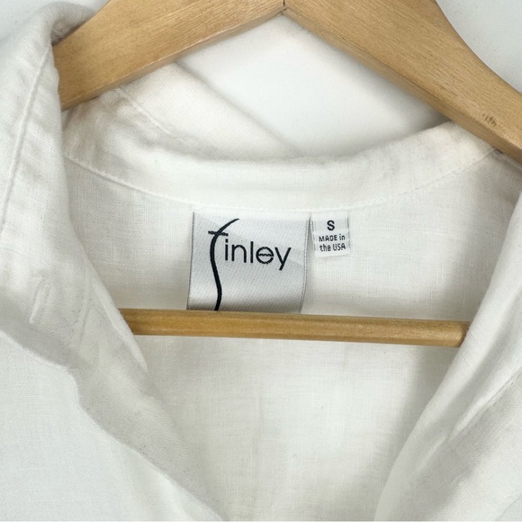 Finley Jasmine Sleeveless Tiered White Linen Dress Collared Button Front Size S - Picture 5 of 7